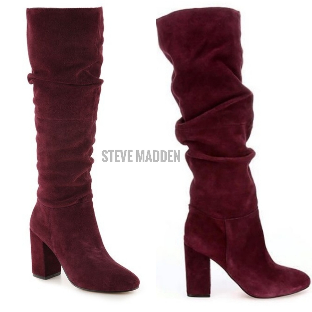 Steve Madden Faola suede slouch tall boots, burgundy, size 11 - Picture 11 of 11